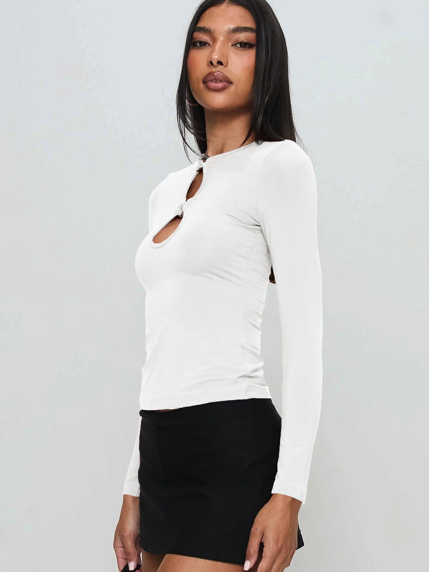 Sultyra Metal Ring Buckle Hollow Long Sleeve