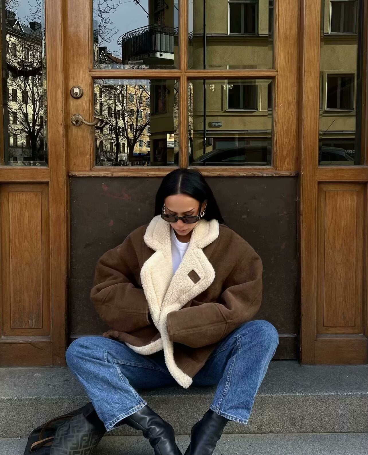 Cross-Border Amazon2025Autumn and Winter New Women's Fashion Loose Warm Retro Lamb Wool Coat D79245