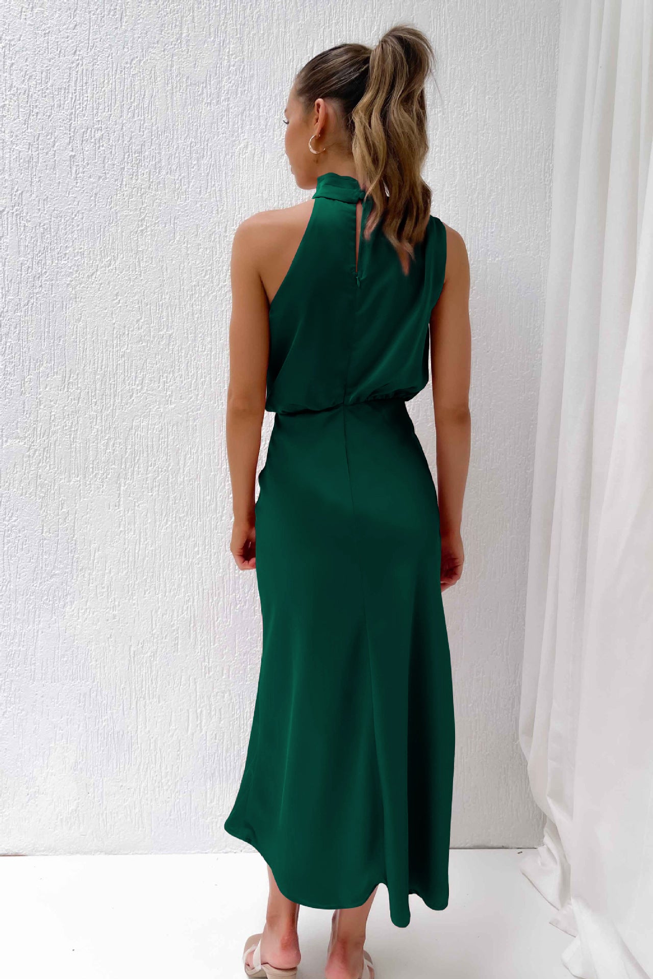 2025Spring and Summer Hot Sale New High-end Satin Sleeveless Dress European and American Fashion Elegant Socialite Light Evening Dress