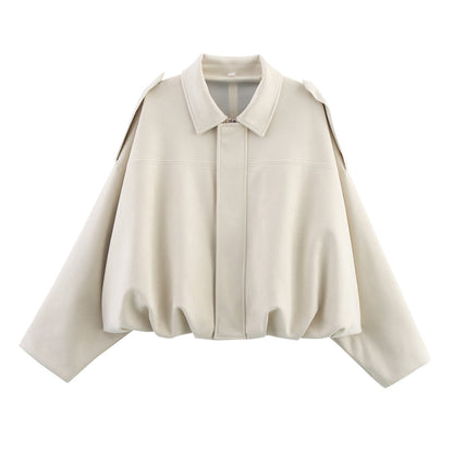 9Wholesale European and American Style2025Spring and Autumn Casual Suede Texture Lapel Bomber Jacket for Women B88824