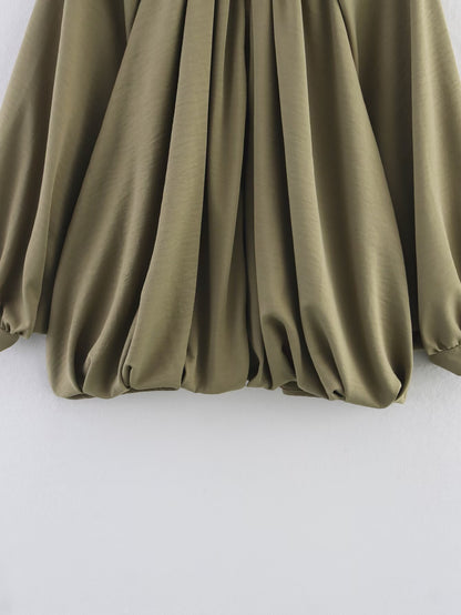 Cross-Border Foreign Trade Women's Clothing2025Autumn European and American Style Turn-Down Collar Long Sleeve Puff Jacket Baseball Coat for Women A15048