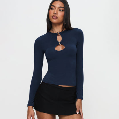 Sultyra Metal Ring Buckle Hollow Long Sleeve