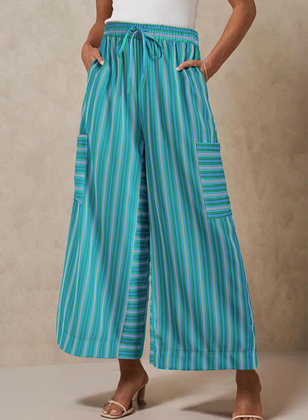 Sultyra Striped  Loose Straight-Leg Pants