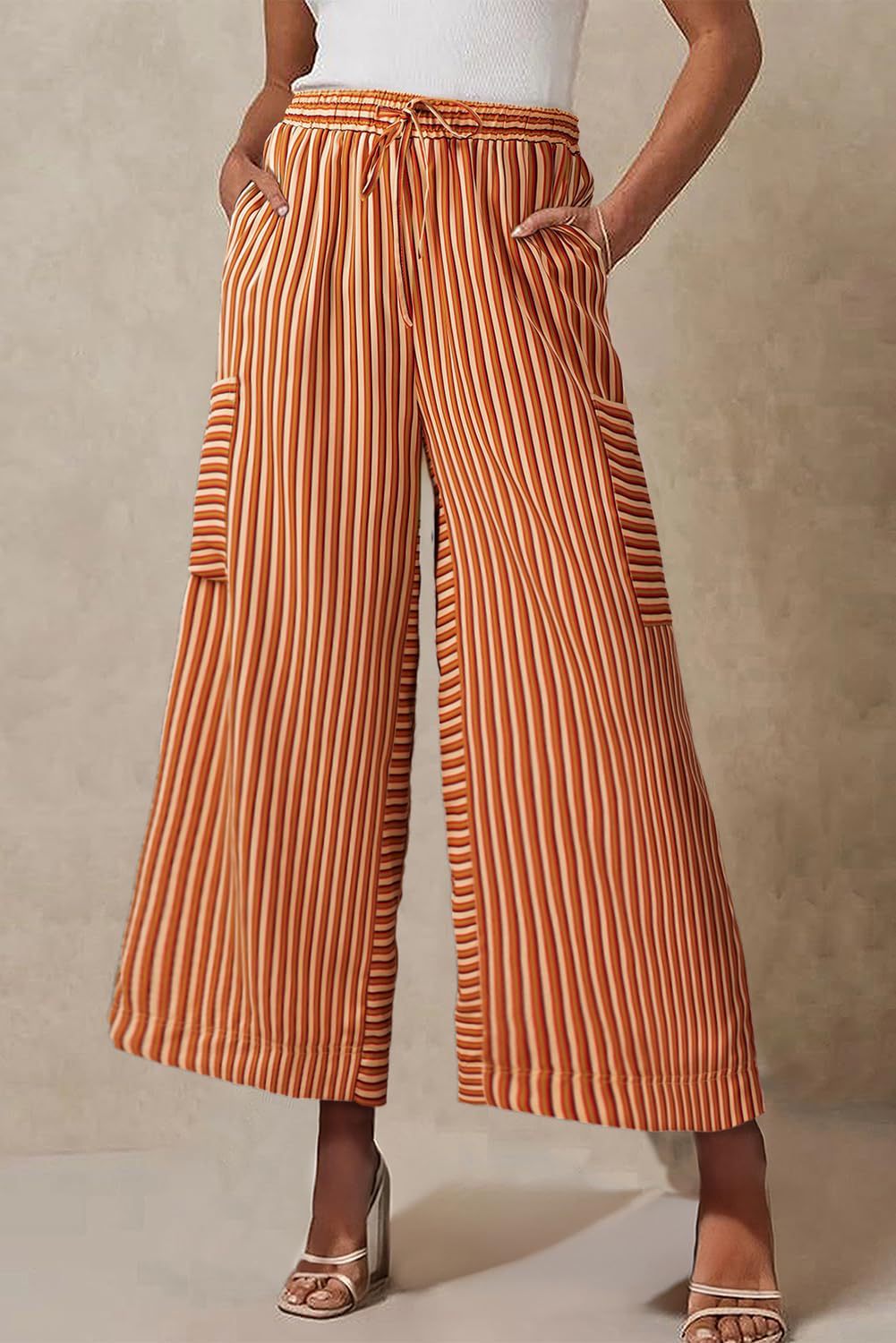 Sultyra Striped  Loose Straight-Leg Pants
