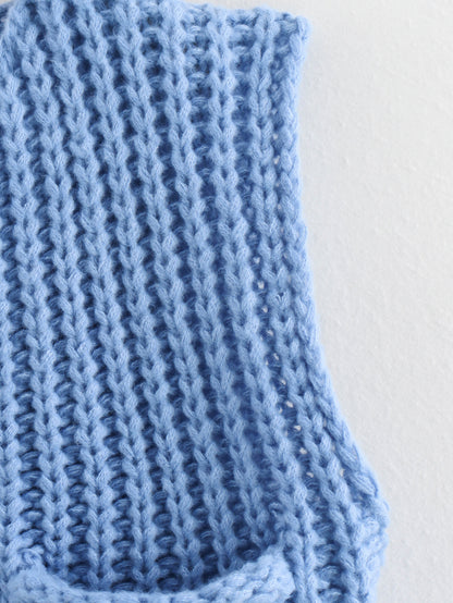 11Color Amazon2024Spring and Autumn New Women's Fashion European and American Style Pocket Sleeveless Short Knitted Cardigan Vest