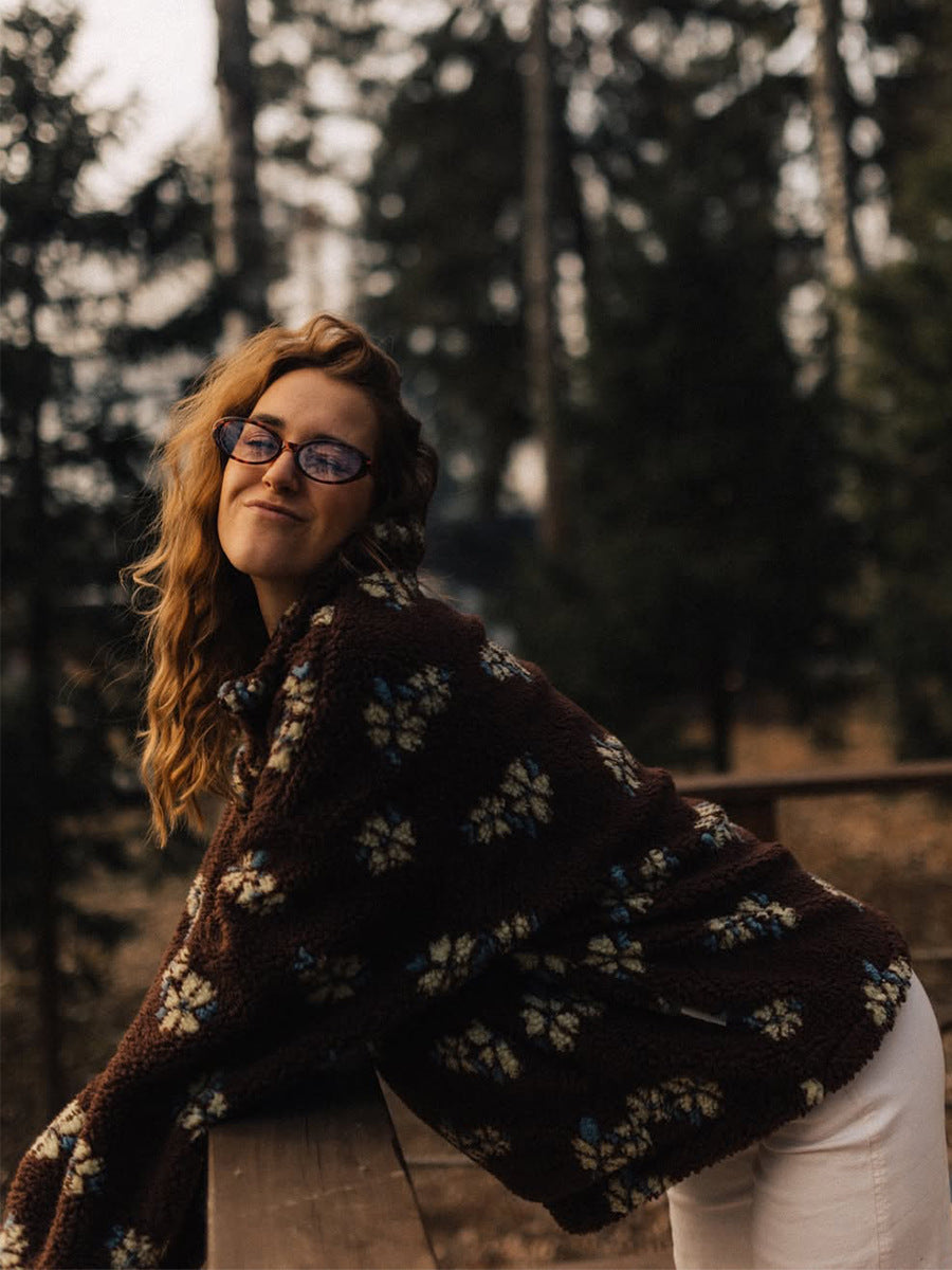 Cross-border fleece floral sweatshirt Europe and America2025Autumn and Winter New Fashion Sweatshirt Warm Fuzzy Sweatshirt Fleece Top for Women