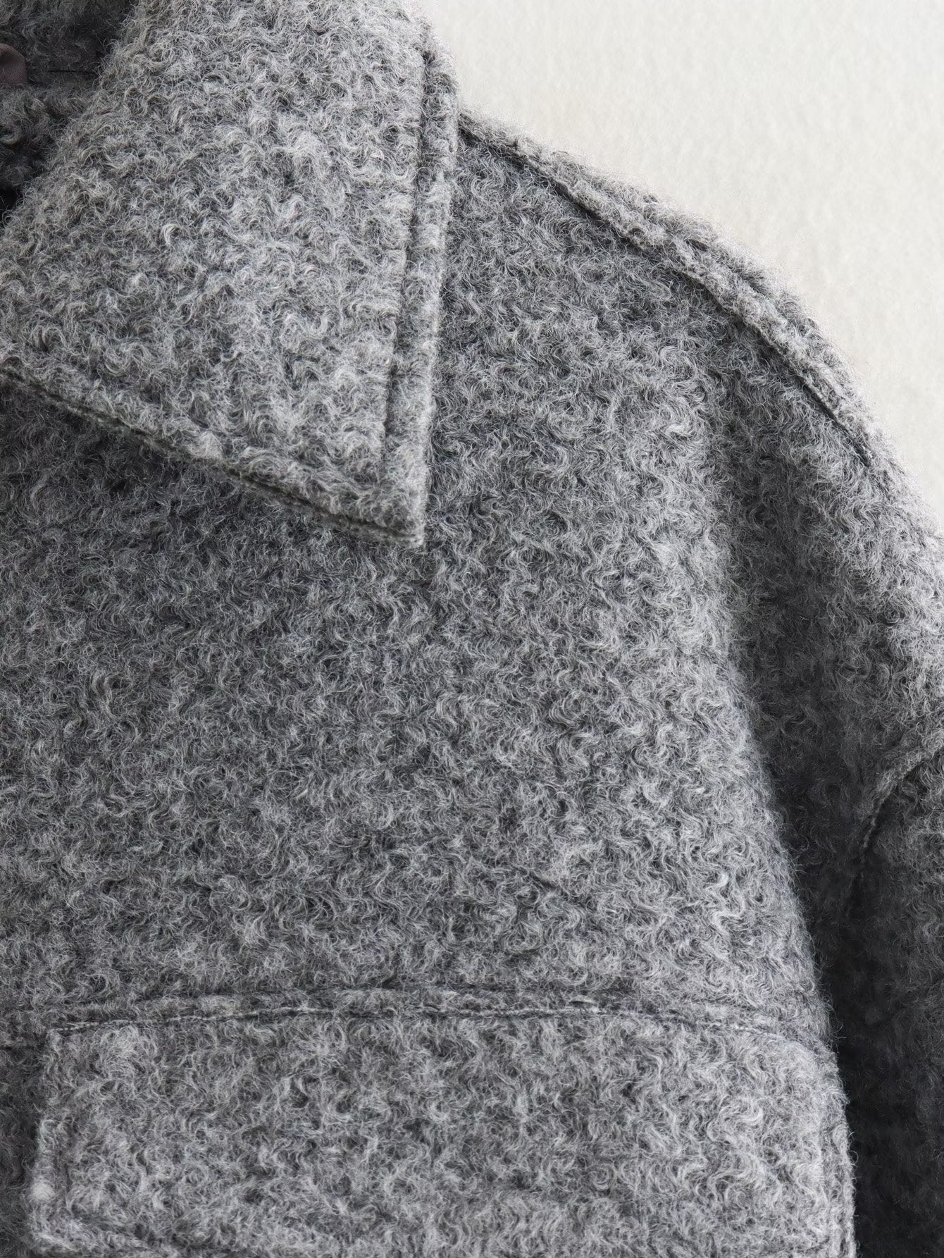 Cross-Border Amazon2025New Spring Autumn Winter Women's Pearl Wool Short Loose Casual Wool Coat B62805