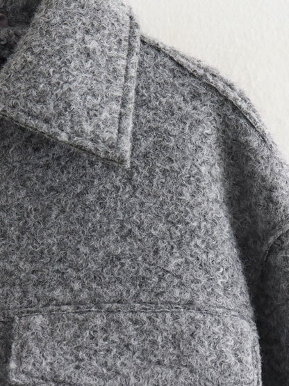 Cross-Border Amazon2025New Spring Autumn Winter Women's Pearl Wool Short Loose Casual Wool Coat B62805