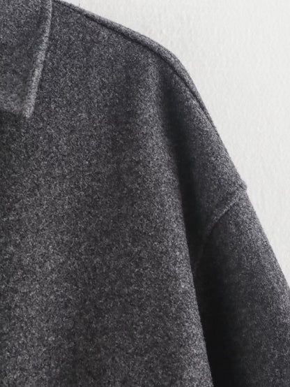 2025Autumn Fashion Three-Color Solid Wide Zipper Wool Coat Cross-Border Amazon Women's Clothing B88780