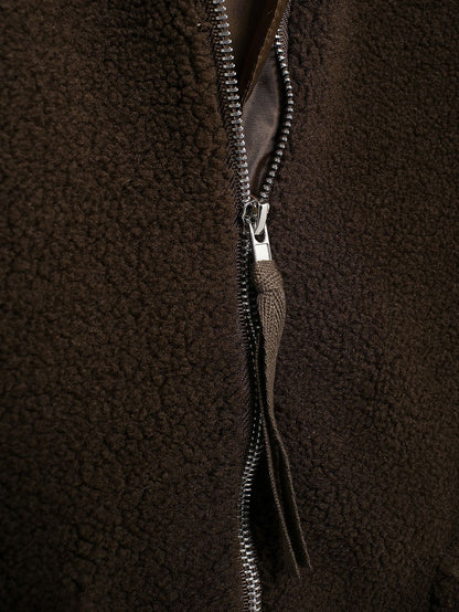 Cross-Border2024European and American Style Autumn Winter New Women's Solid Color Lazy Style Lamb Wool High Neck Woolen Coat A65002