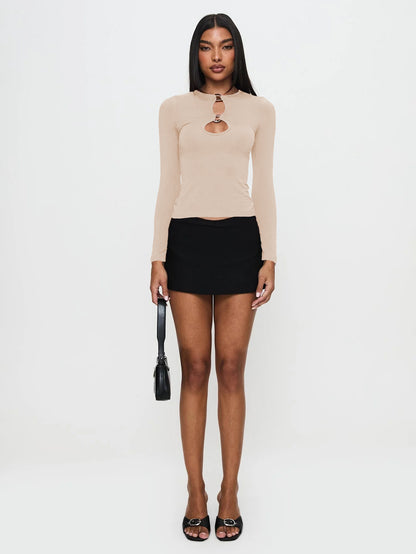 Sultyra Metal Ring Buckle Hollow Long Sleeve