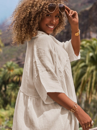 Sultyra Casual Button Artistic Style Fashion Dress