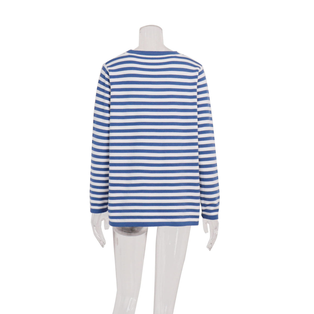 Cross-border Round Neck Knitted Striped Sweater European and American Style2025Spring Versatile Classic Retro Striped Pullover Sweater for Women