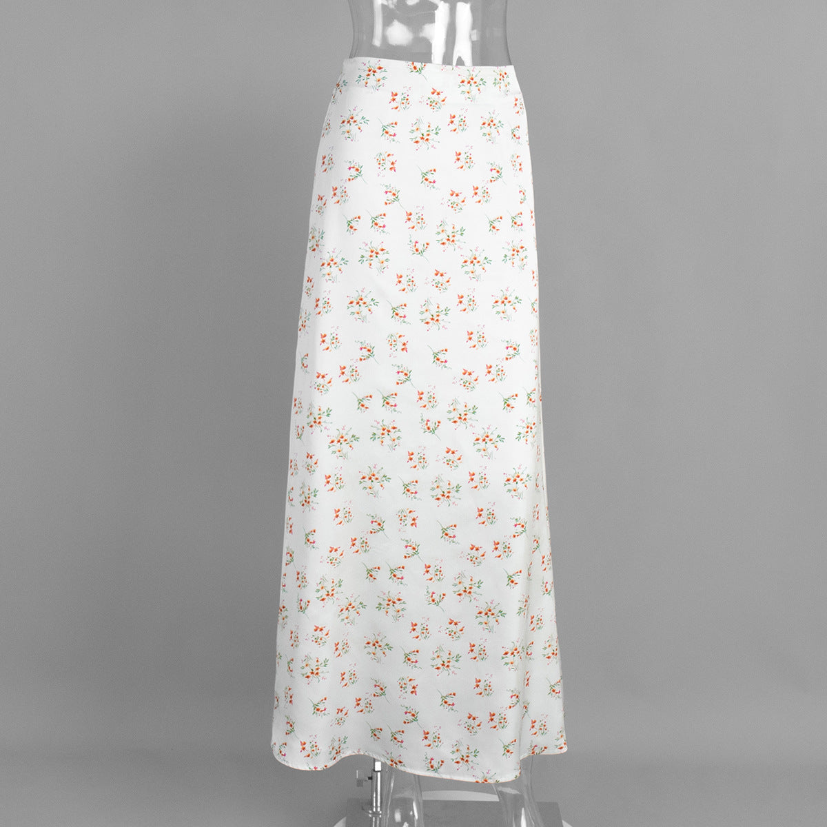 Cross-border Printed Midi Skirt European and American Style2025Spring and Summer New Elegant Floral Satin Printed Draped High-Waisted Skirt