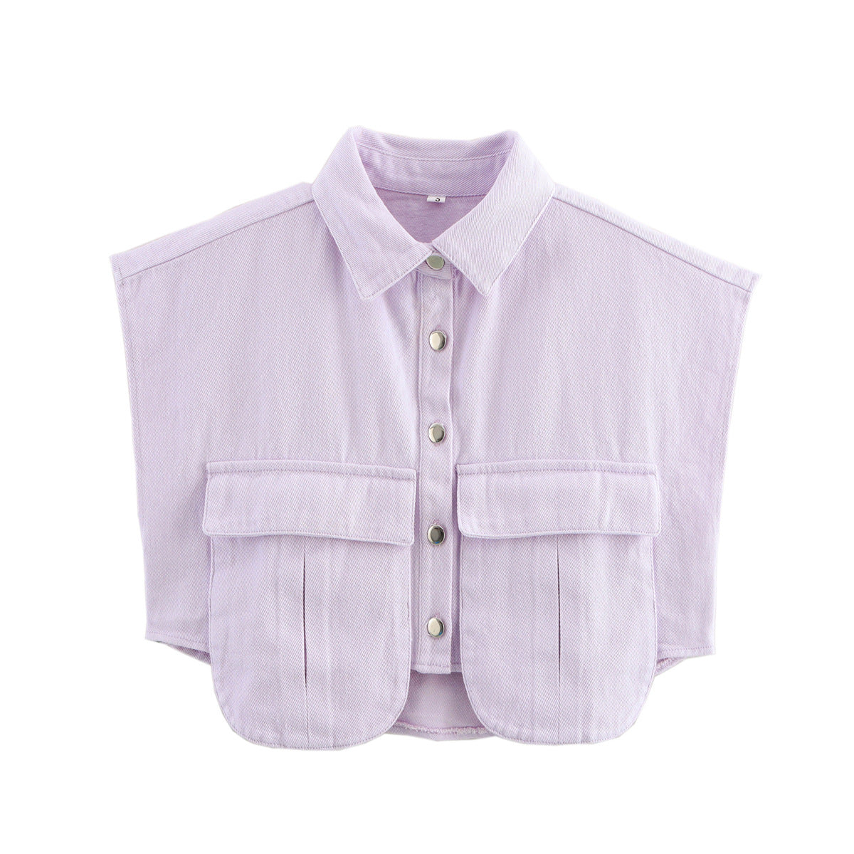 Amazon Women's Solid Color Large Pocket Sleeveless High-End Cardigan Polo Collared Shirt Denim Top A19846