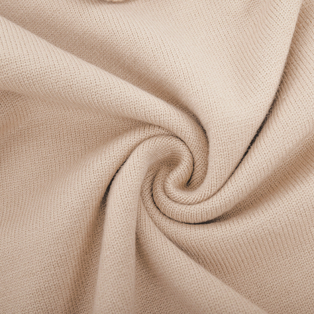 Cross-Border Spliced Turtleneck Sweater for Women, European and American Style, Autumn and Winter New Casual Loose Thick Knitted Pullover