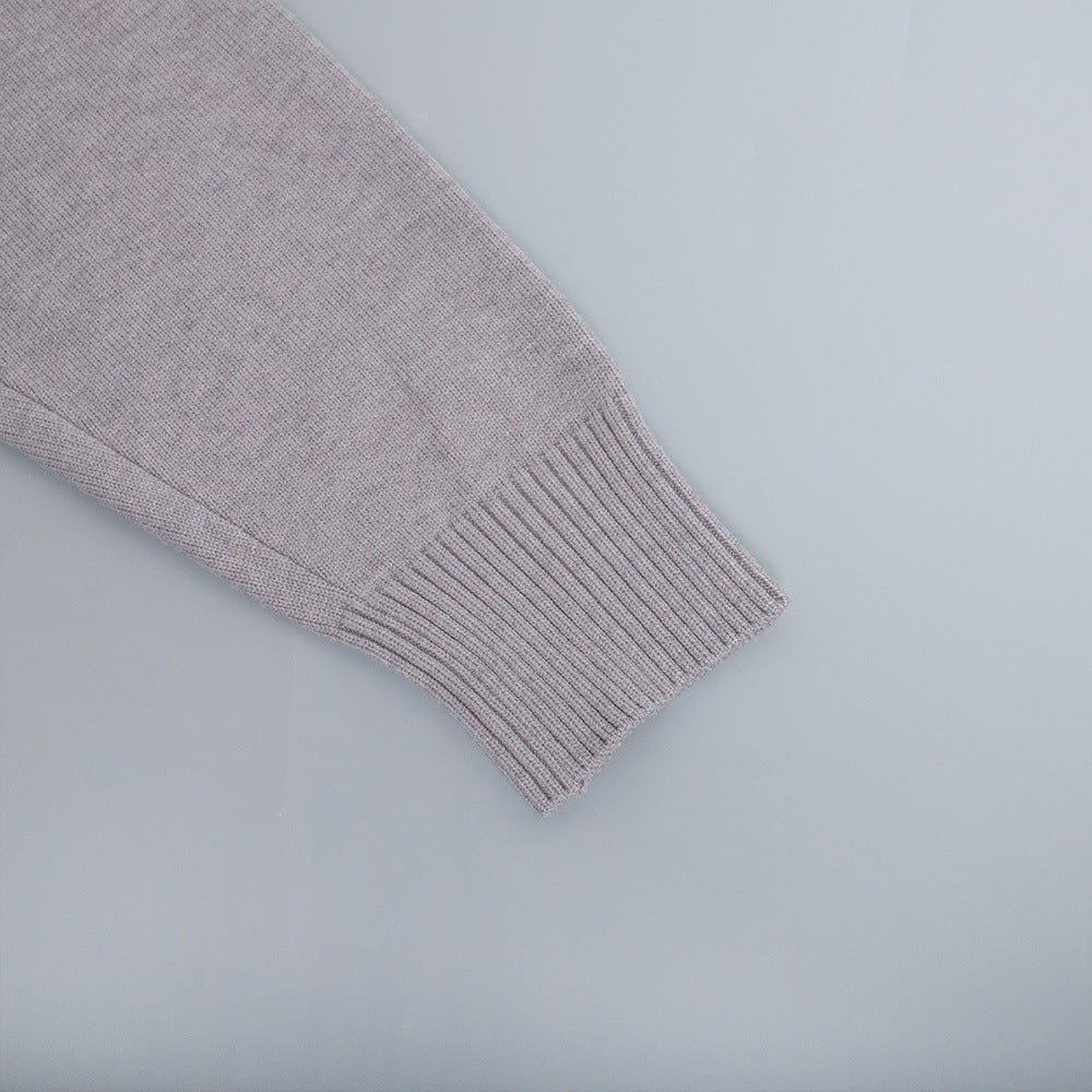 Cross-Border2025Hot-Selling European and American Style Autumn Winter Solid Color High Neck Knitted Sweater Loose Slimming Versatile Knitted Sweater for Women