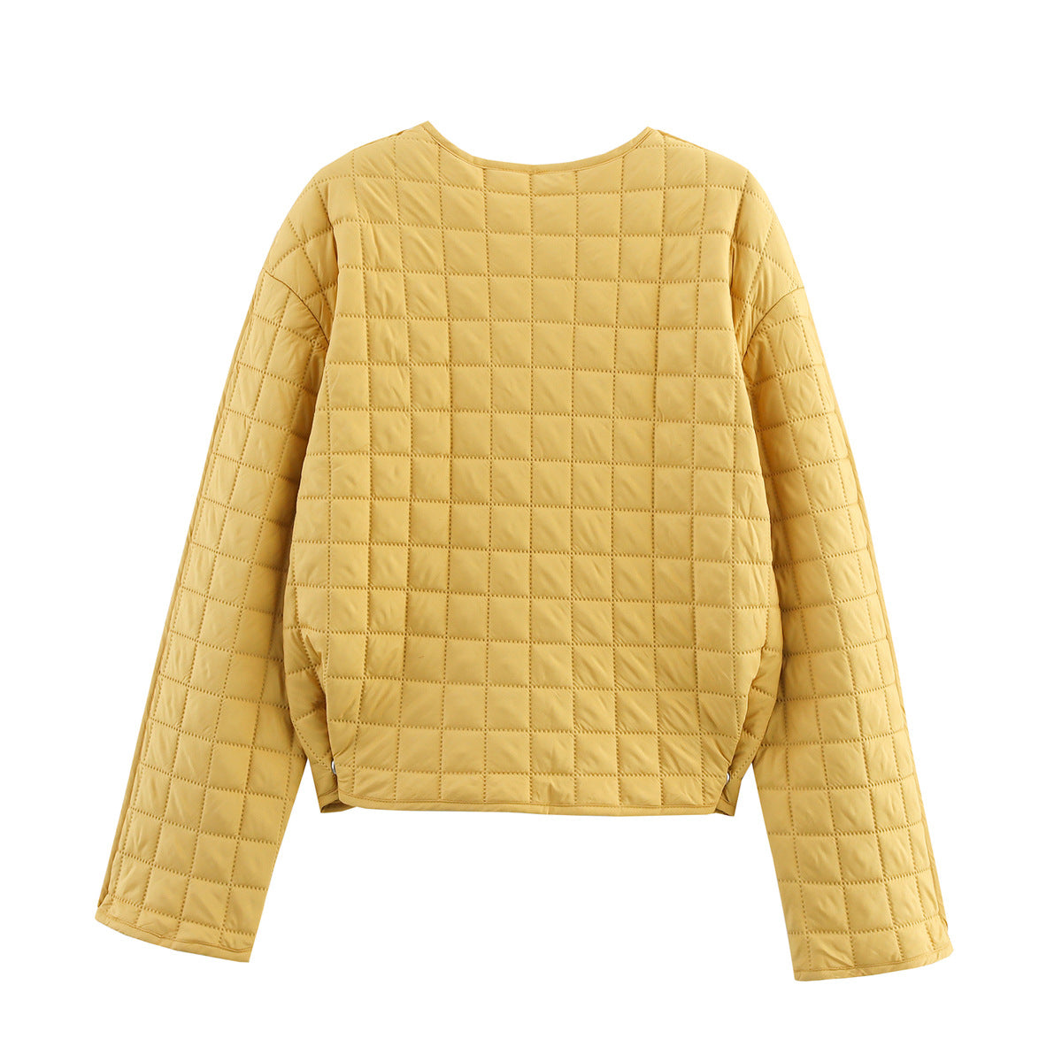 Cross-Border Foreign Trade Women's Clothing2025Winter European and American Style Round Neck Long Sleeve Single-Breasted Plaid Cotton Coat for Women A15064