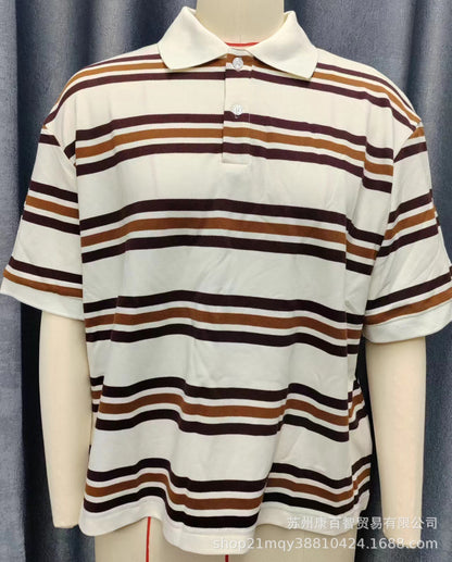 Cross-border European and American Fashion Striped Short Sleeve T Shirt Top+Low Waist Pleated Short Skirt2025Spring New D79551