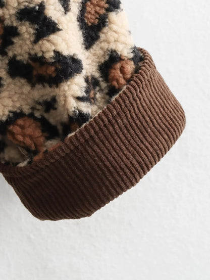 Foreign Trade Amazon Women's Clothing Autumn Winter American Style Leopard Print Casual Loose Long Sleeve Jacket for Women A34397