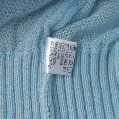 Cross-border Mohair Crew Neck Pullover Sweater European and American Style2025Spring and Summer New Comfortable Knitted Base Semi-Transparent Sweater for Women