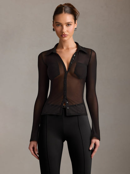 Sultyra Mesh See-through Cardigan Slim