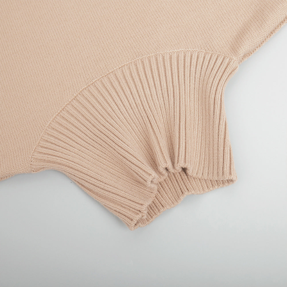 Cross-Border Spliced Turtleneck Sweater for Women, European and American Style, Autumn and Winter New Casual Loose Thick Knitted Pullover