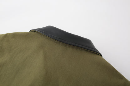 Cross-Border Foreign Trade Women's Clothing2025Autumn European and American Style Turn-Down Collar Long Sleeve Retro Color-Block Jacket Baseball Coat for Women A15057