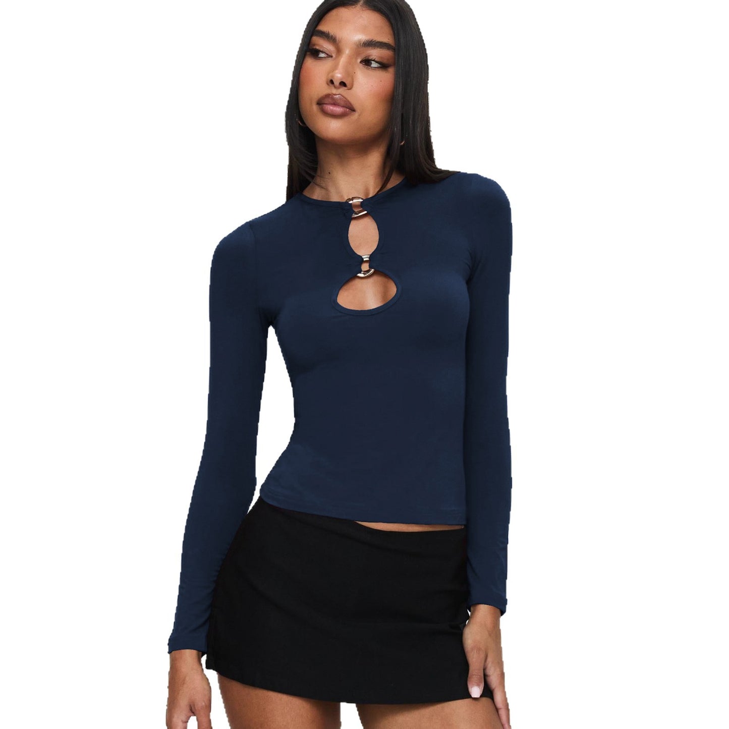 Sultyra Metal Ring Buckle Hollow Long Sleeve