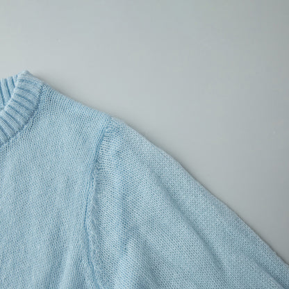 Cross-border Mohair Crew Neck Pullover Sweater European and American Style2025Spring and Summer New Comfortable Knitted Base Semi-Transparent Sweater for Women