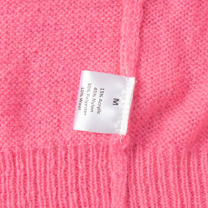 Candy Color Knitted Cardigan Women's European and American2025Autumn and Winter Mohair Solid Color Cardigan Macaron Color Sweater Cardigan for Women