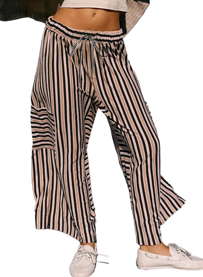 Sultyra Striped  Loose Straight-Leg Pants
