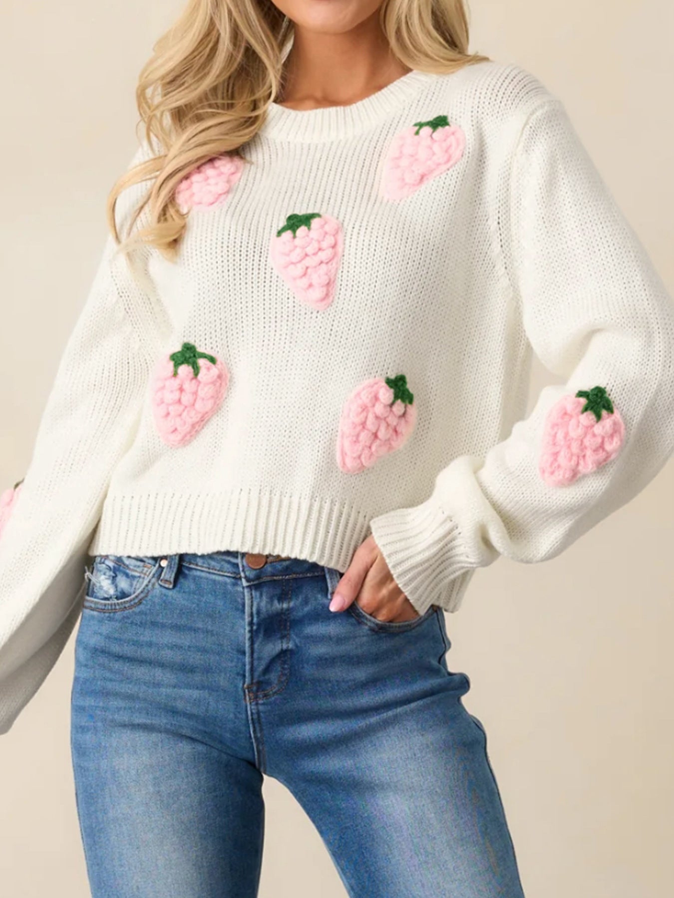Sultyra 3D Strawberry Pullover Sweater