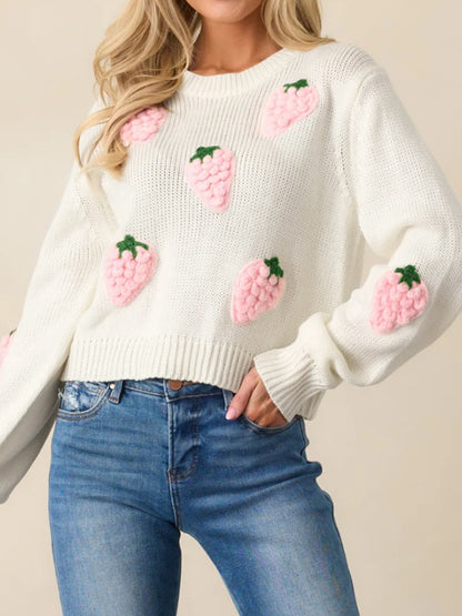 Sultyra 3D Strawberry Pullover Sweater