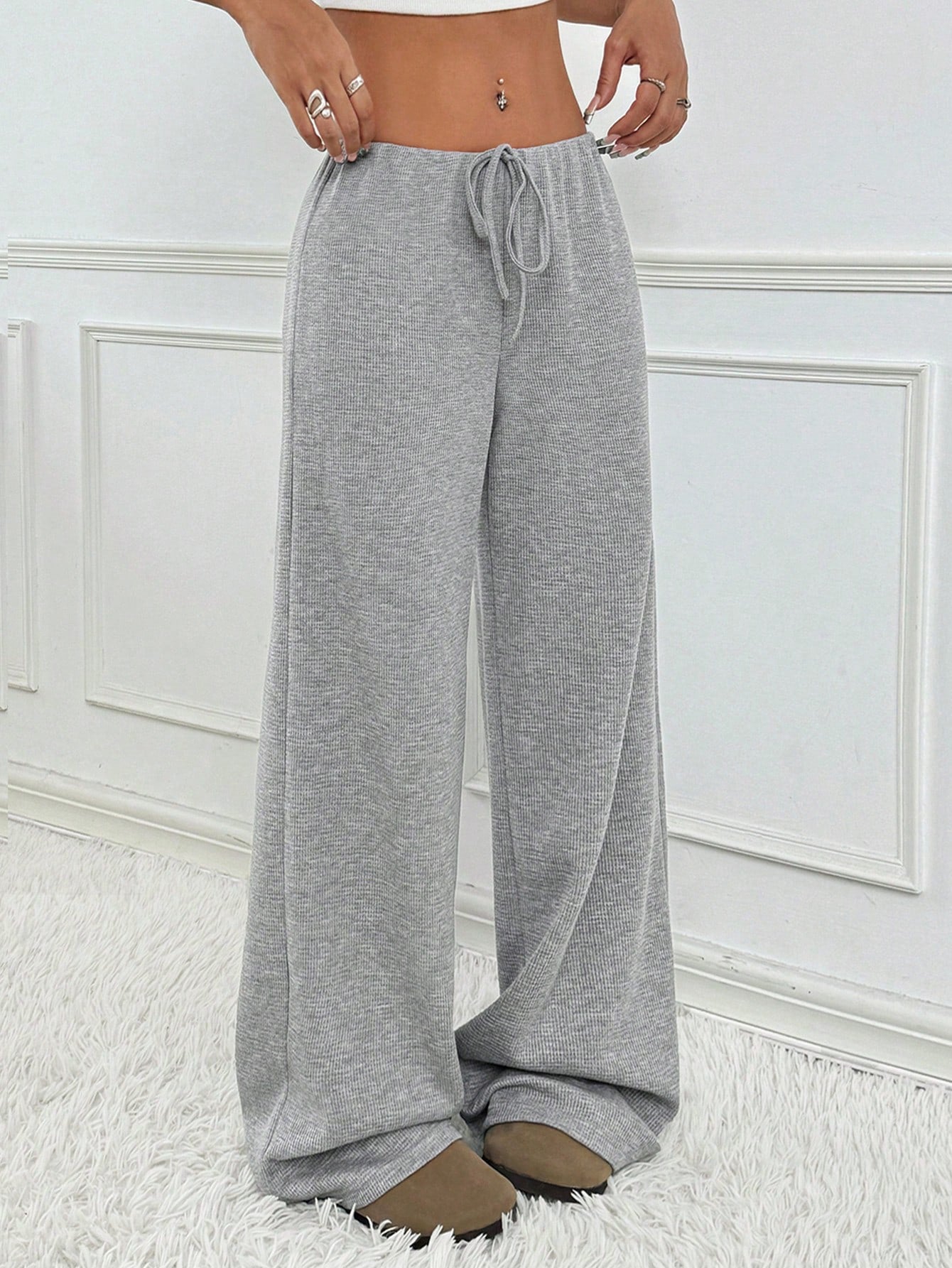 Sultyra Drawstring Cotton Straight Pants