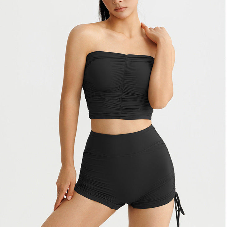 Sultyra Two-Piece Elastic Fixed Cup Tube Top Long Sleeve