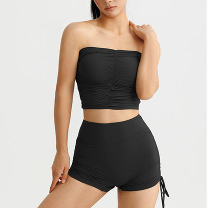 Sultyra Two-Piece Elastic Fixed Cup Tube Top Long Sleeve