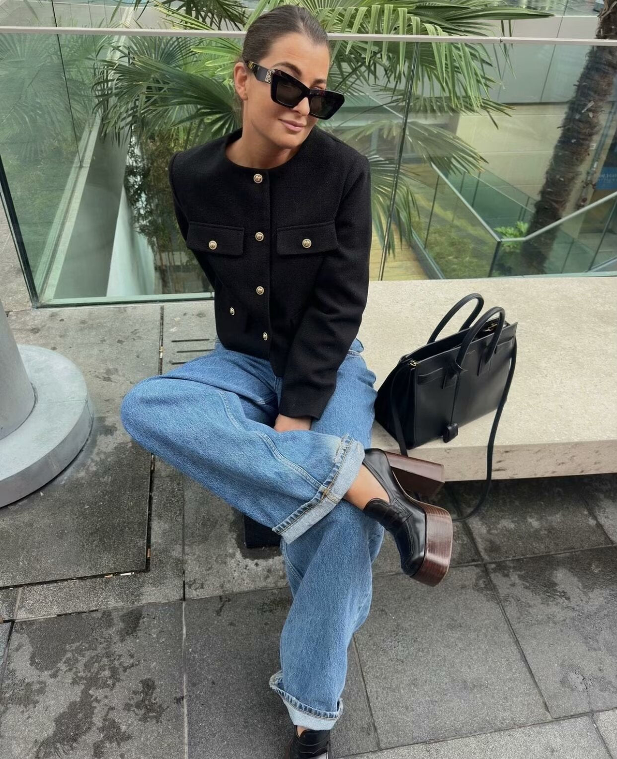 Wholesale Cross-Border Amazon Autumn Winter New Women's Fashion Small Fragrance Style Button Decor Short Blazer B88646