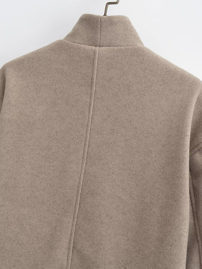 Wholesale Amazon Women's Clothing Autumn Winter New Fashionable Loose Fit V Double-breasted Woolen Coat C91695