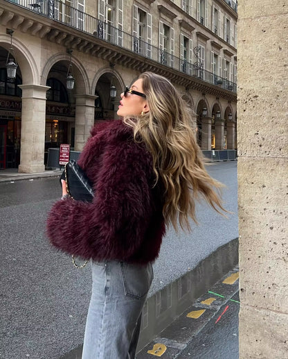 Cross-Border Amazon Women's Fashion European and American Winter New Fashion Versatile Eco-Friendly Faux Fur Short Coat D69135