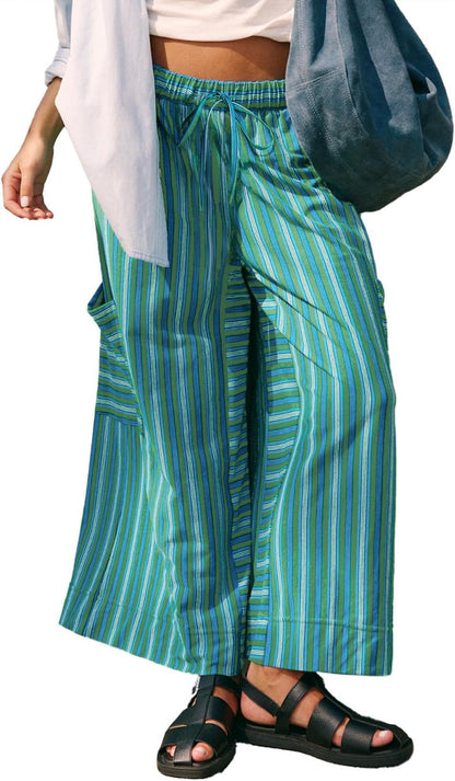Sultyra Striped  Loose Straight-Leg Pants