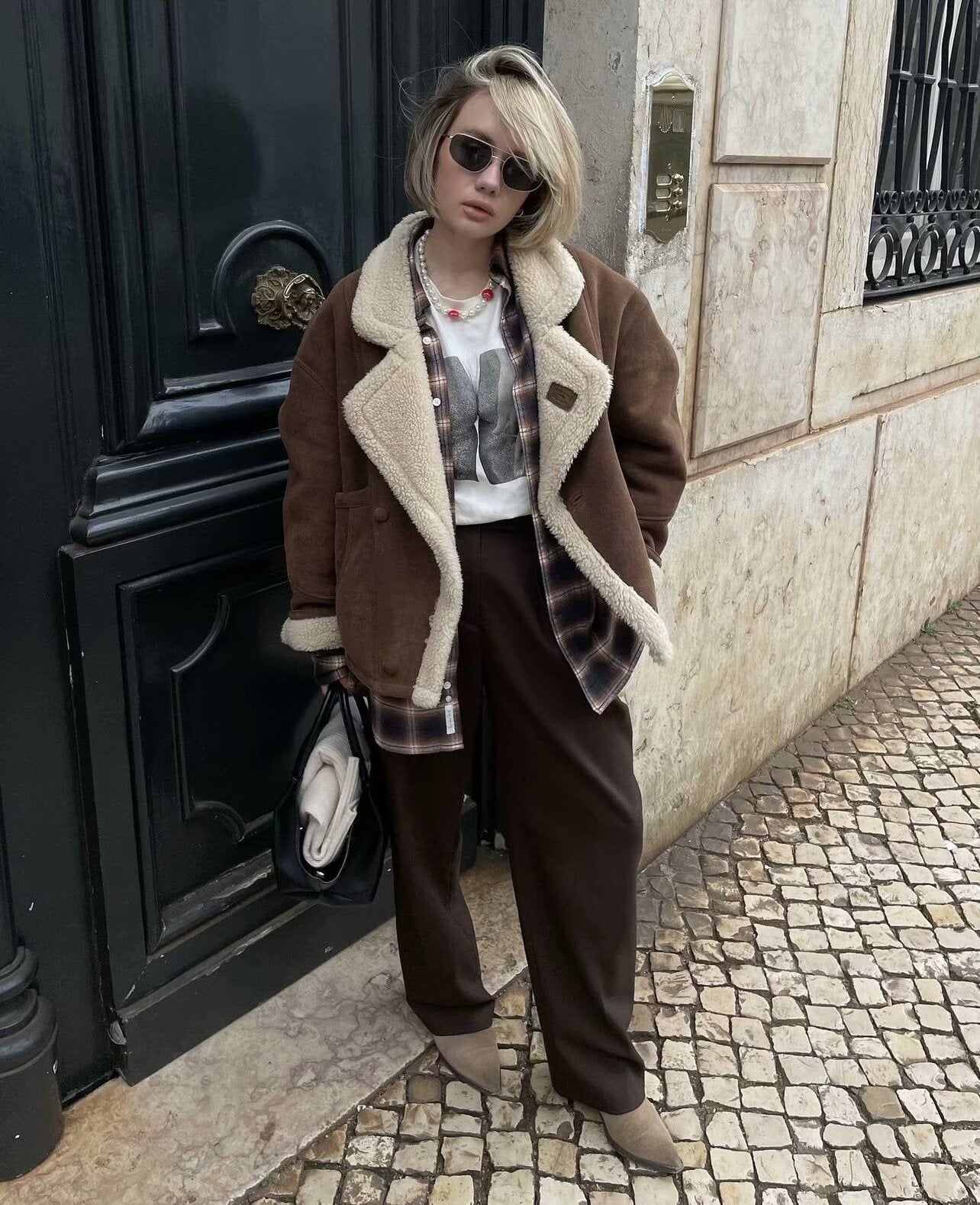 Cross-Border Amazon2025Autumn and Winter New Women's Fashion Loose Warm Retro Lamb Wool Coat D79245