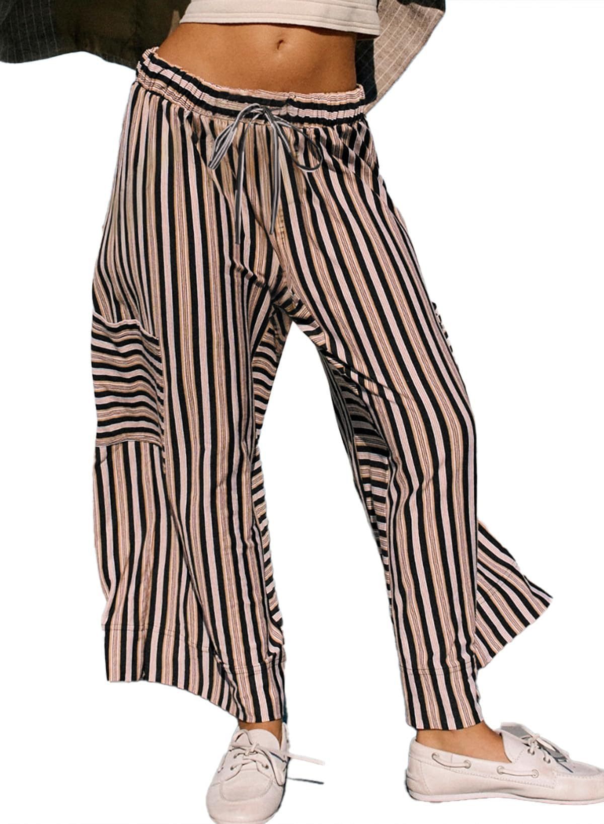 Sultyra Striped  Loose Straight-Leg Pants