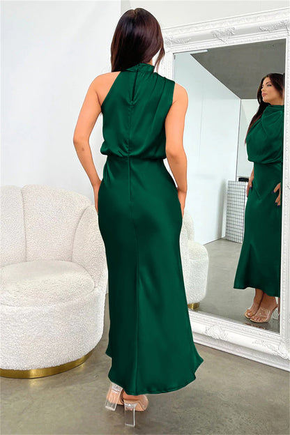 2025Spring and Summer Hot Sale New High-end Satin Sleeveless Dress European and American Fashion Elegant Socialite Light Evening Dress