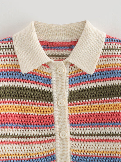 Amazon Cross-Border Europe and America2025Spring New Crochet POLO Collared Knitted Top and Shorts Set B62049