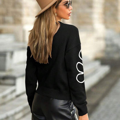 Cross-Border European and American Autumn Winter New Women's Sweater Fashion Flower Three-Dimensional Embroidery Round Neck Pullover Long Sleeve Knitted Sweater for Women