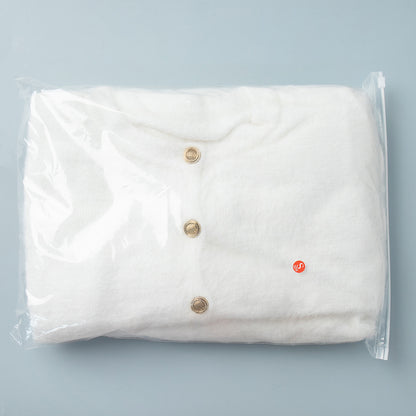 Cross-border Plush Long Sleeve Half-length Dress Set European and American Style2025Autumn and Winter New Single-Breasted Cardigan and Skirt Set