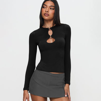 Sultyra Metal Ring Buckle Hollow Long Sleeve