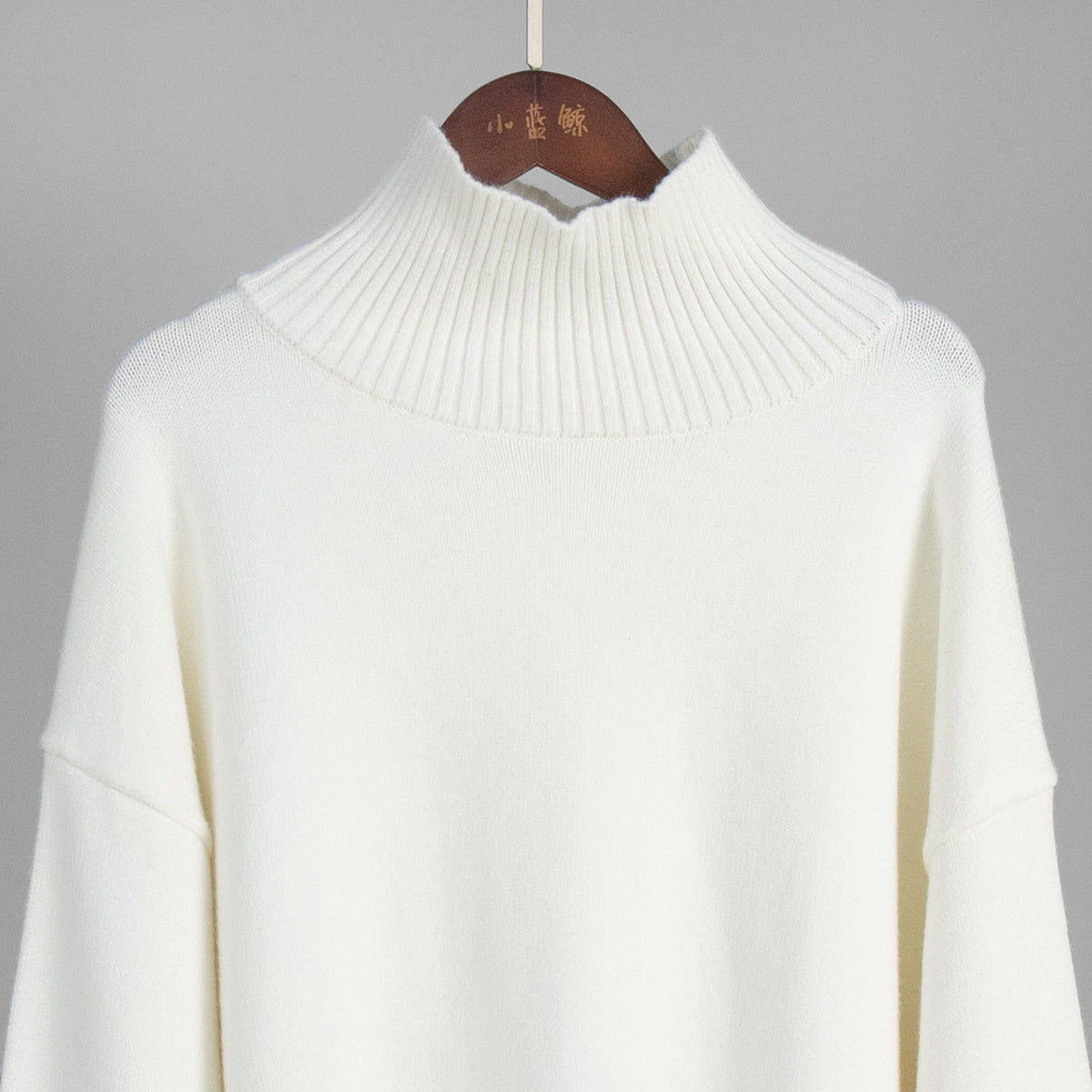 Cross-Border2025Hot-Selling European and American Style Autumn Winter Solid Color High Neck Knitted Sweater Loose Slimming Versatile Knitted Sweater for Women