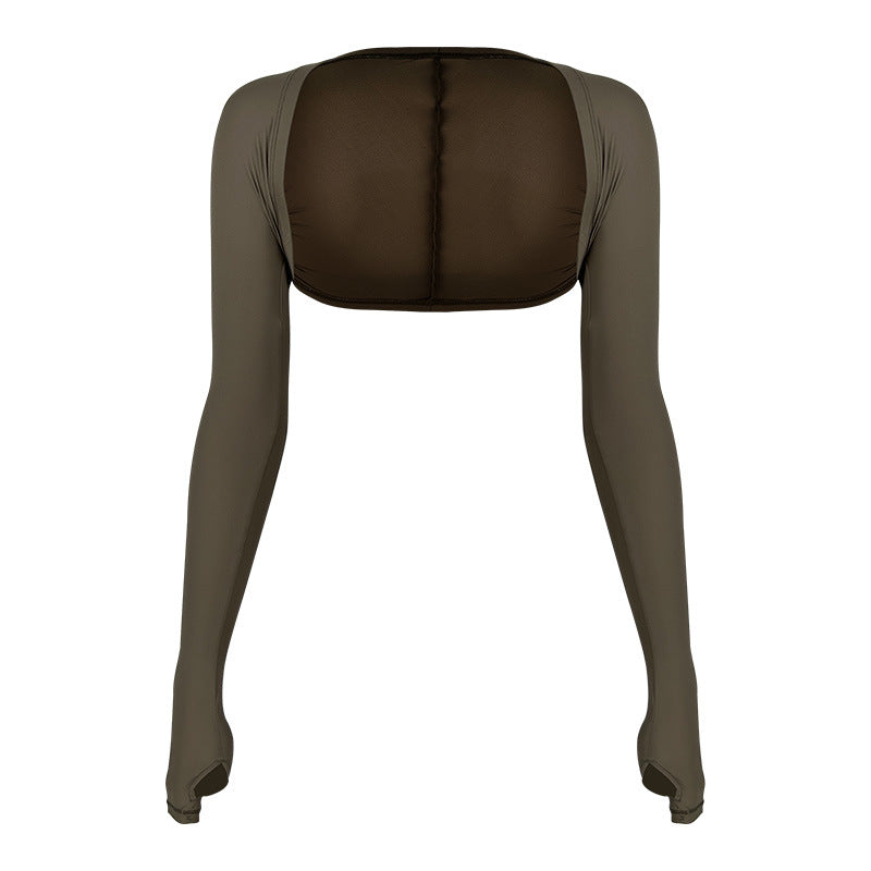 Sultyra Two-Piece Elastic Fixed Cup Tube Top Long Sleeve